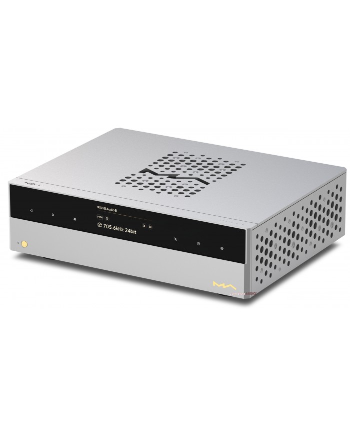 Matrix Audio ND-1 DAC dijital ses dönüştürücü, gümüş renkli, şık tasarımlı, yüksek çözünürlüklü ses.