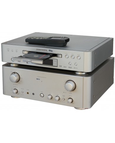 Marantz PM16 entegre amplifikatör ve DV-12S2 SACD çalar, gümüş renkli, uzaktan kumandalı