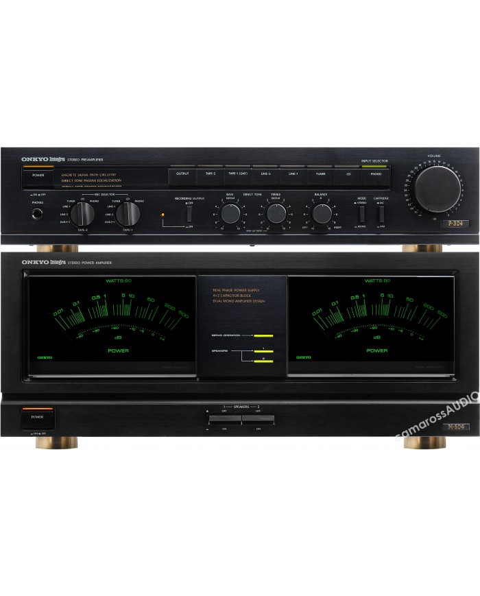 Onkyo P-304 Pre ve M-504 Power Amplifikatör Seti, Siyah