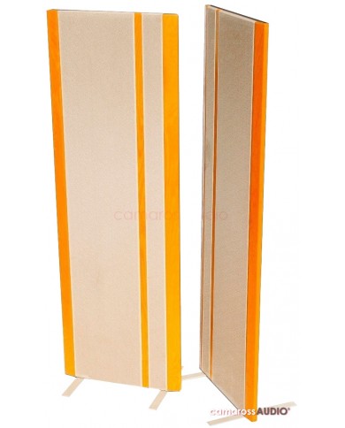 MAGNEPAN MG 3.5R hoparlörler, bej ve turuncu panel tasarımı