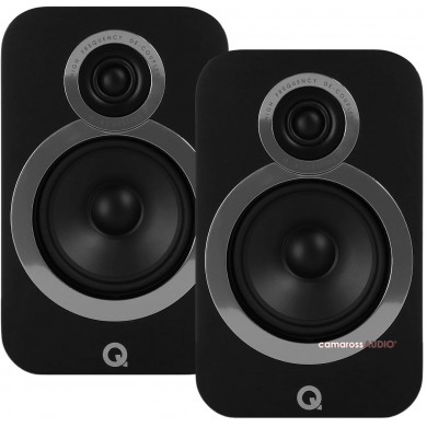 Q Acoustics 3030i siyah raf tipi hoparlör çifti