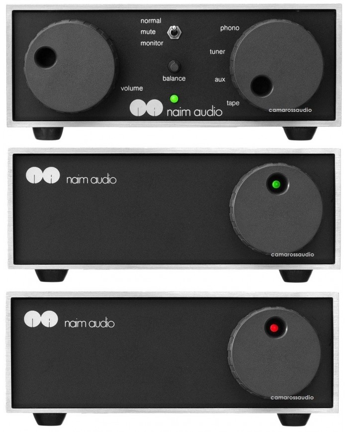 Naim NAC62 Preamp NAP90 Poweramp HICAP ses sistemi, siyah, kompakt ve şık tasarım.