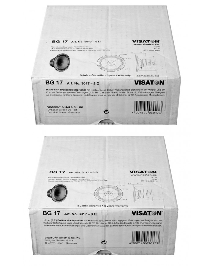 Visaton BG 17 6.5" 8 Ohm Full-Range Speaker Box