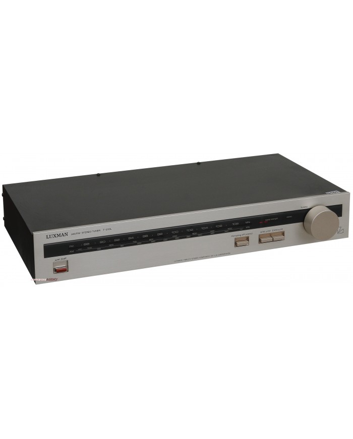 Luxman T-210L AM/FM stereo tuner, gümüş renkli, vintage ses ekipmanı