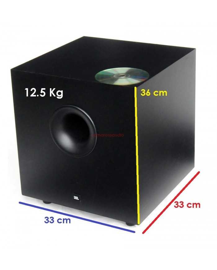 JBL TLX-125 Aktif Siyah Subwoofer, 33x33x36 cm boyutlarında, 12.5 Kg ağırlığında.
