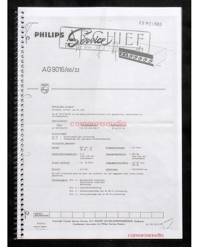 Philips AG9016 Tube Integrated Amplifier