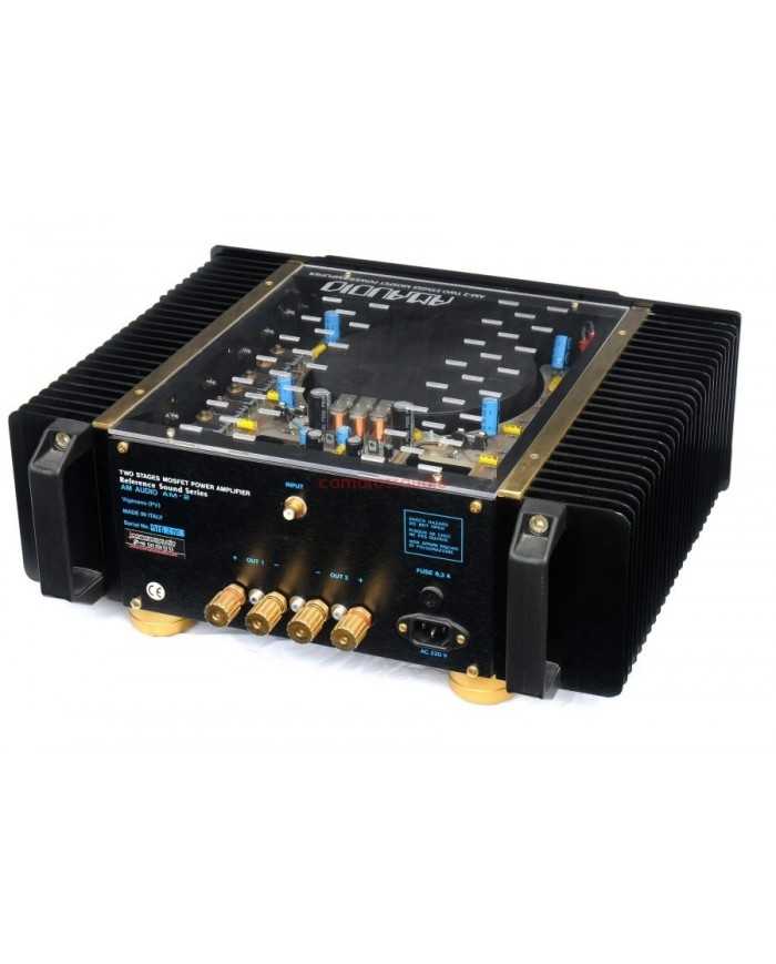AM Audio AM2 Reference Mono Power Amplifier, iki aşamalı MOSFET, siyah, altın detaylı, ses amplifikatörü