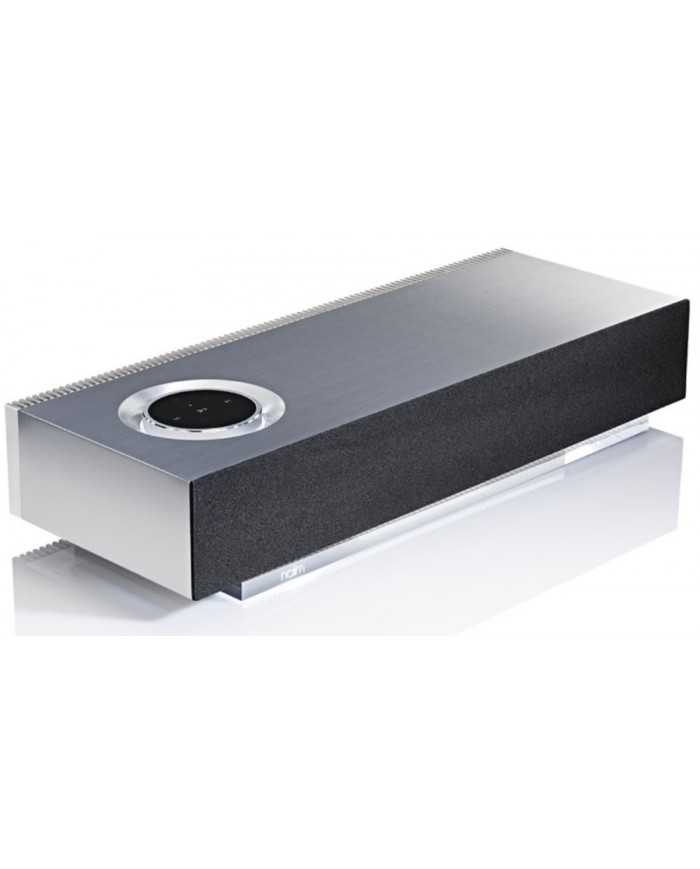 Naim Mu-So Reference Kablosuz Müzik Sistemi, gümüş renkli, modern tasarımlı hoparlör