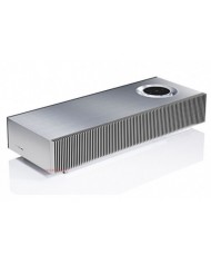Naim Mu-So Reference Kablosuz Müzik Sistemi, gümüş renkli, şık tasarımlı hoparlör.