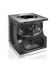 Naim Mu-So Qb kablosuz müzik sistemi, siyah ve gümüş renkli, kompakt ve modern tasarımlı hoparlör.