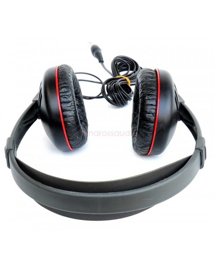 Sennheiser HD520 siyah kulaklık, kırmızı detaylı, kablolu, kulak üstü kulaklık