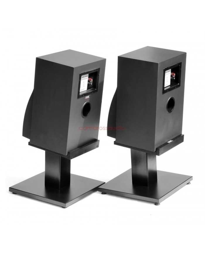 JBL 4208 Studio Monitor hoparlör, siyah, stant üzerinde