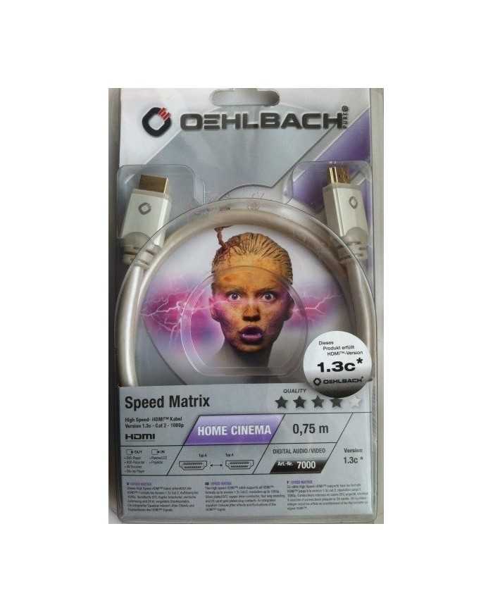 Oehlbach Speed Matrix HDMI kablosu, 0,75m, Home Cinema, 1.3c, beyaz