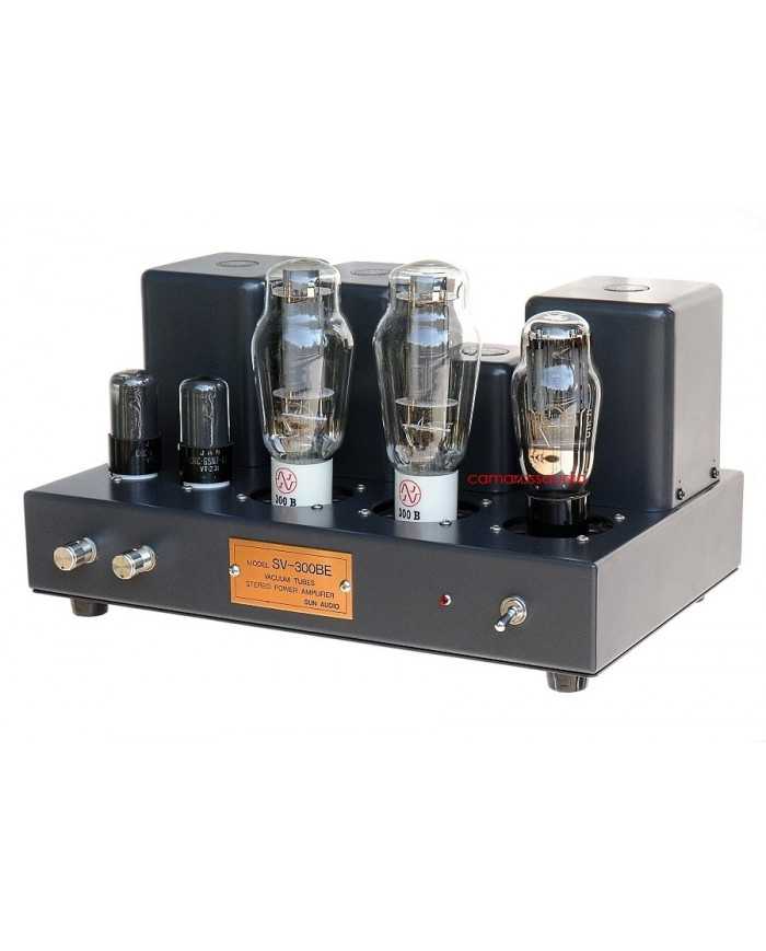 Sun Audio SV-300BE vakum tüplü stereo güç amplifikatörü, koyu gri renkli.