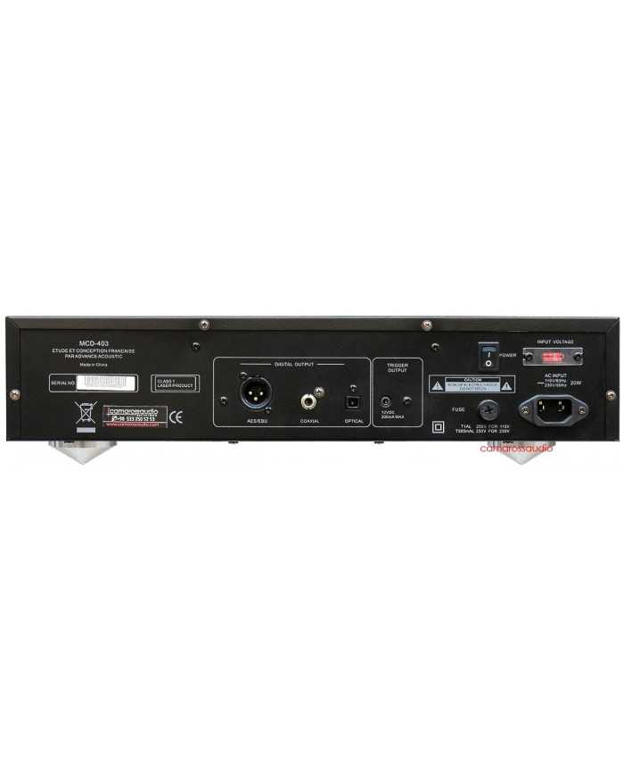 Advance Acoustic MCD-403 dijital çıkışlı lazer ürün, siyah renkli.