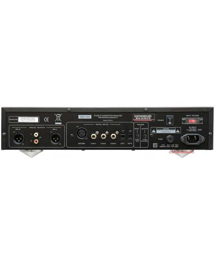 Advance Acoustic MDA-503 siyah ses cihazı, analog ve dijital girişler.