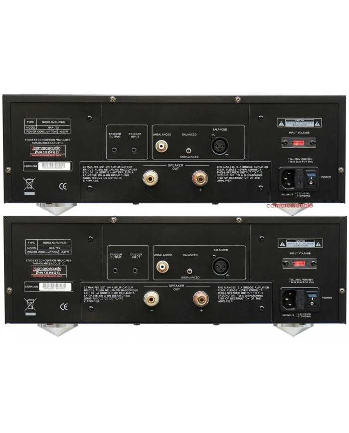 Advance Acoustic MAA-705 mono amplifier rear panel connections