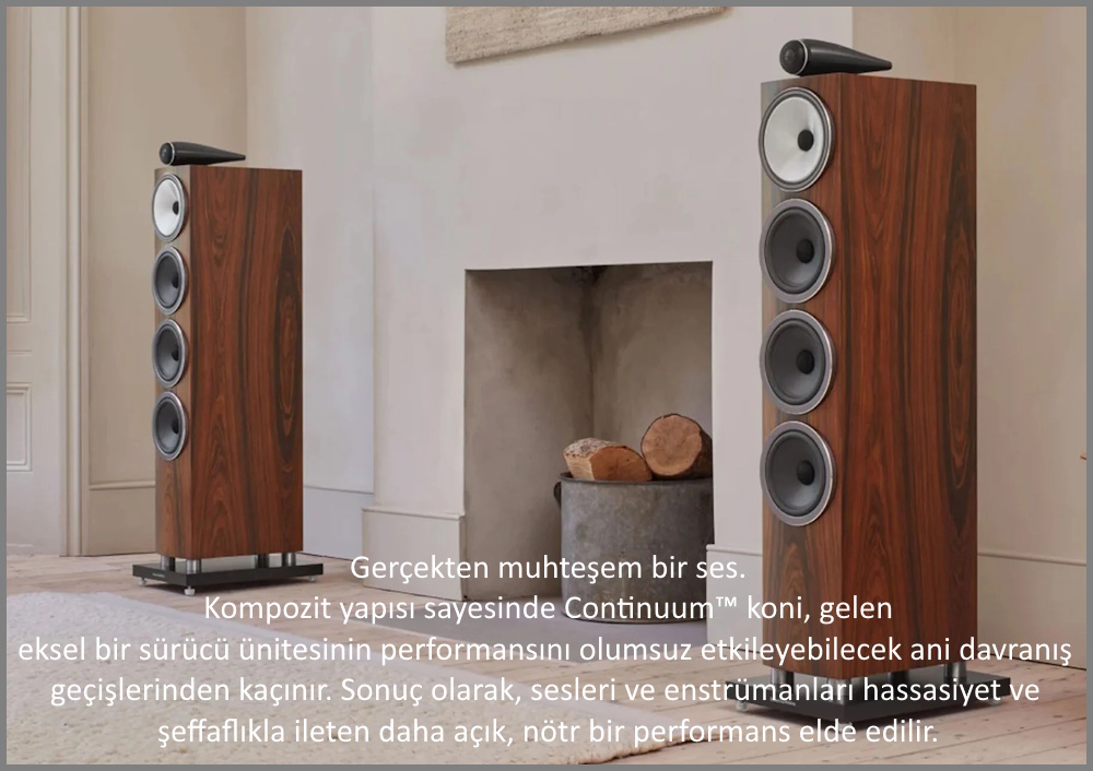Bowers & Wilkins 702 S3 ahşap kaplama kule tipi hoparlörler