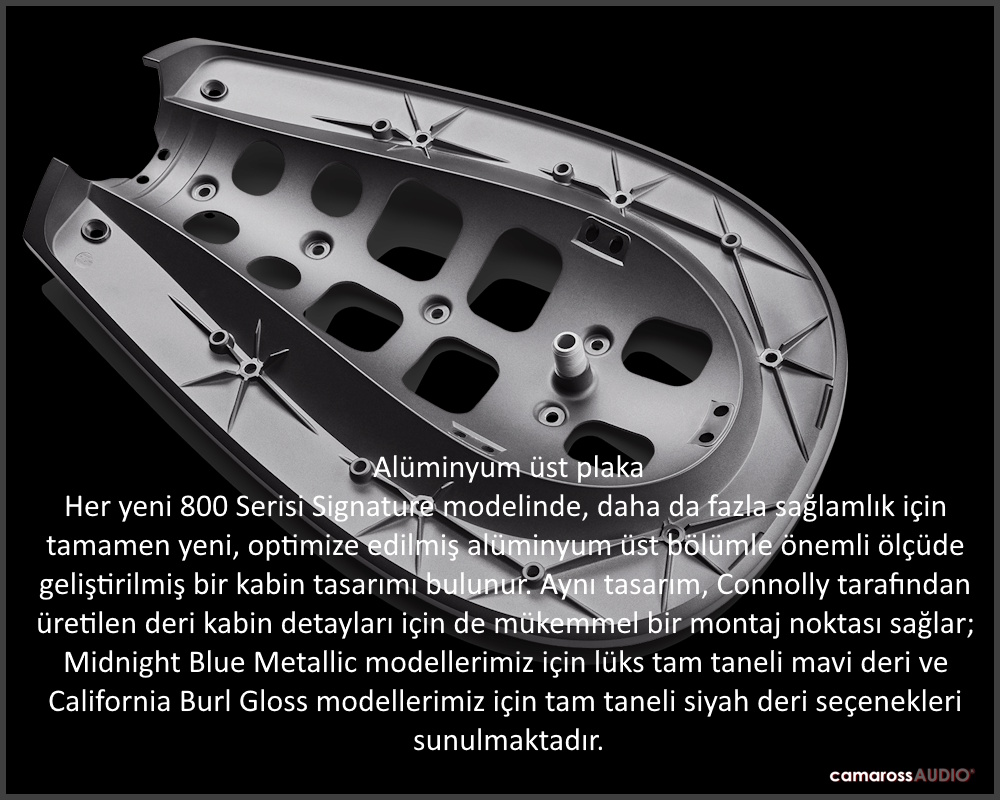 Bowers & Wilkins 801 D4 Signature alüminyum üst plaka detayı
