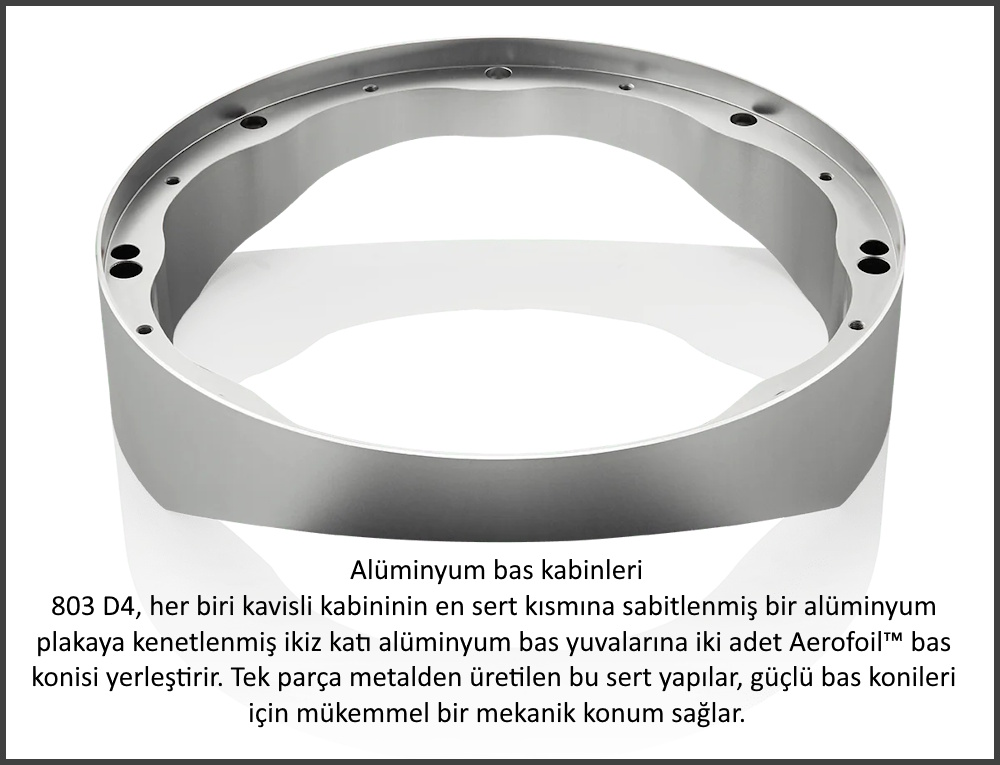 Bowers & Wilkins 803 D4 alüminyum bas kabini parçası detay fotoğrafı