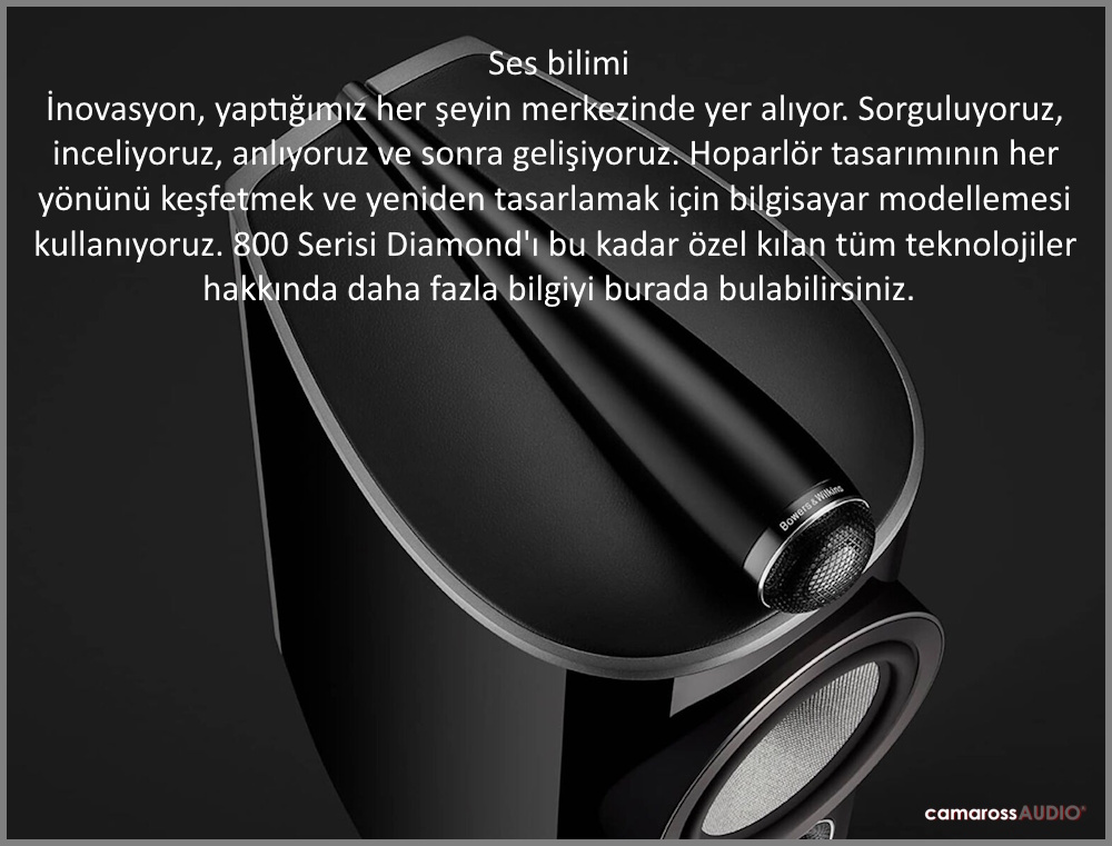 Bowers & Wilkins 805 D4 hoparlör tweeter detayı siyah parlak kaplama