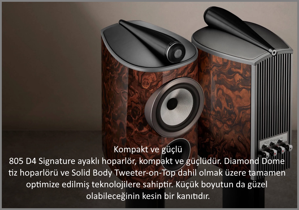 Bowers & Wilkins 805 D4 Signature ahşap kaplama hoparlörler, Diamond Dome tweeter