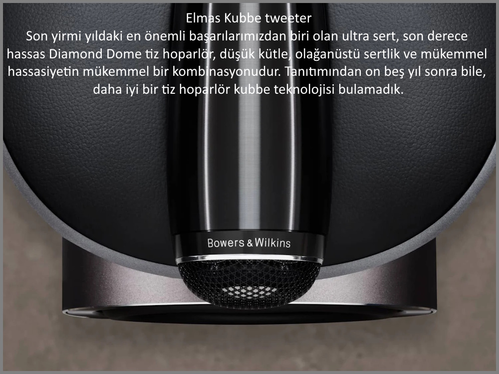 Bowers & Wilkins 805 D4 Elmas Kubbe tweeter detayı