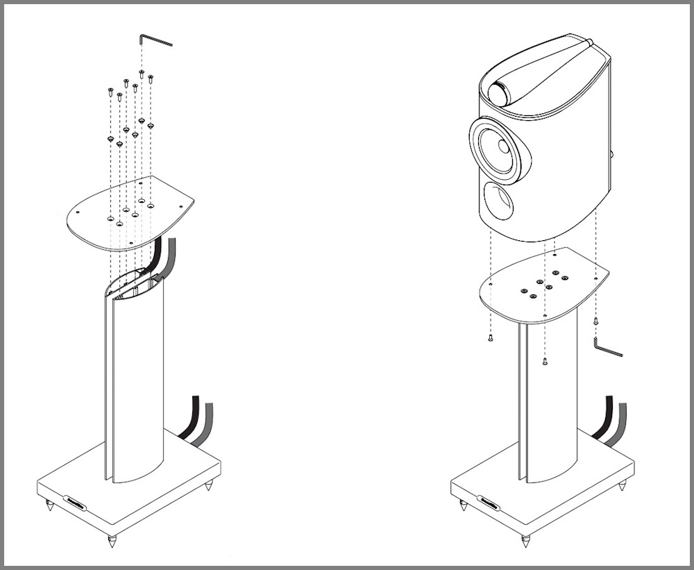 Bowers & Wilkins FS-805 D4 hoparlör standı montaj şeması.