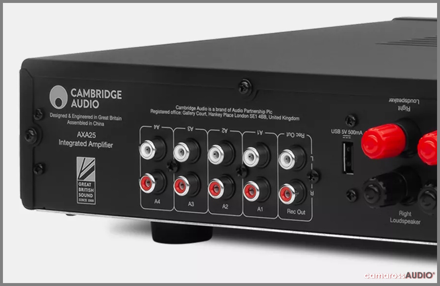 Cambridge Audio AXA25 Entegre Amplifikatör arka bağlantı noktaları.