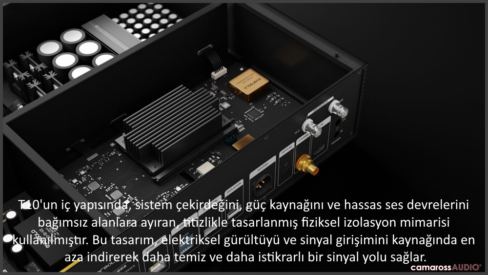 Eversolo T10 Streaming Transport iç devreleri ve izolasyon mimarisi