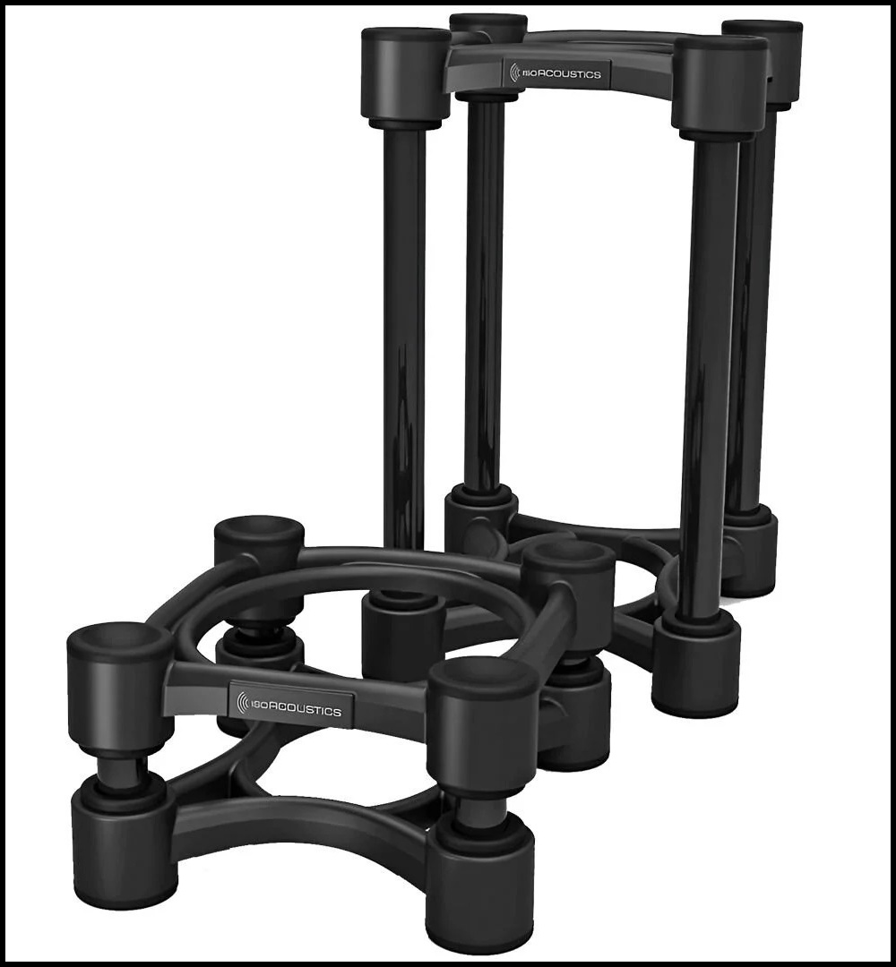 IsoAcoustics ISO-130 hoparlör standı siyah renkli detaylı görünüm.