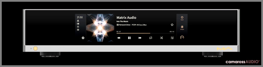 Matrix Audio MD-1 Streamer & Amplifier ön yüz, dijital ekran görüntüsü