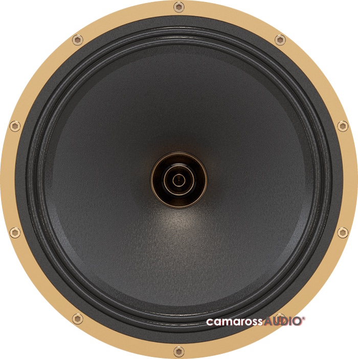 Tannoy CHEVIOT hoparlör sürücüsü, altın çerçeveli siyah koni