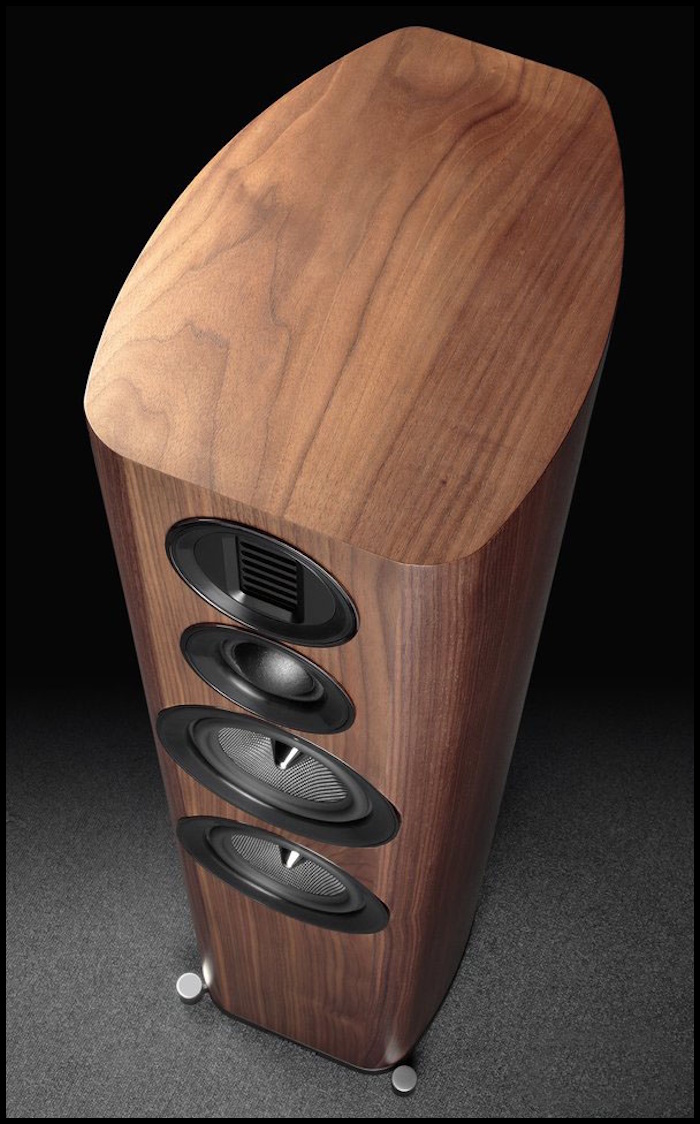 Wharfedale EVO 4.4 ahşap kaplama hoparlör üstten görünüm.