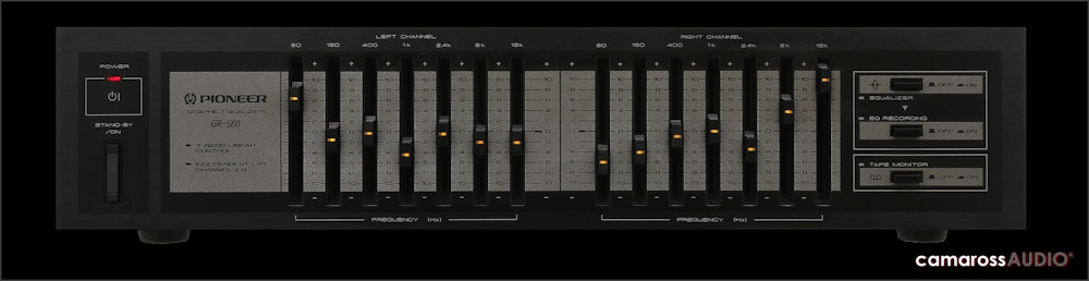 Pioneer GR-560 Grafik Ekolayzır ön yüzü ve ayarları siyah kasa.
