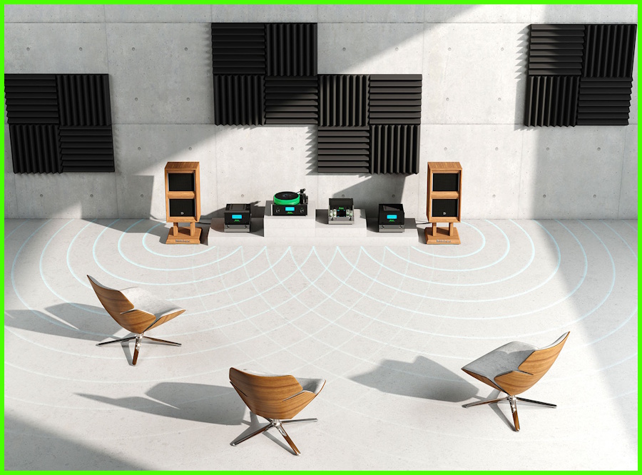 Mcintosh ML1 Mk II hoparlörlü modern ses sistemi kurulumu.