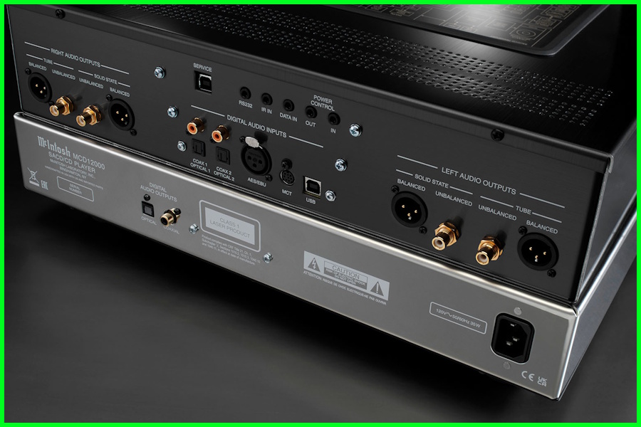 McIntosh MCD12000 SACD/CD Player arka bağlantı portları ve çıkışları.