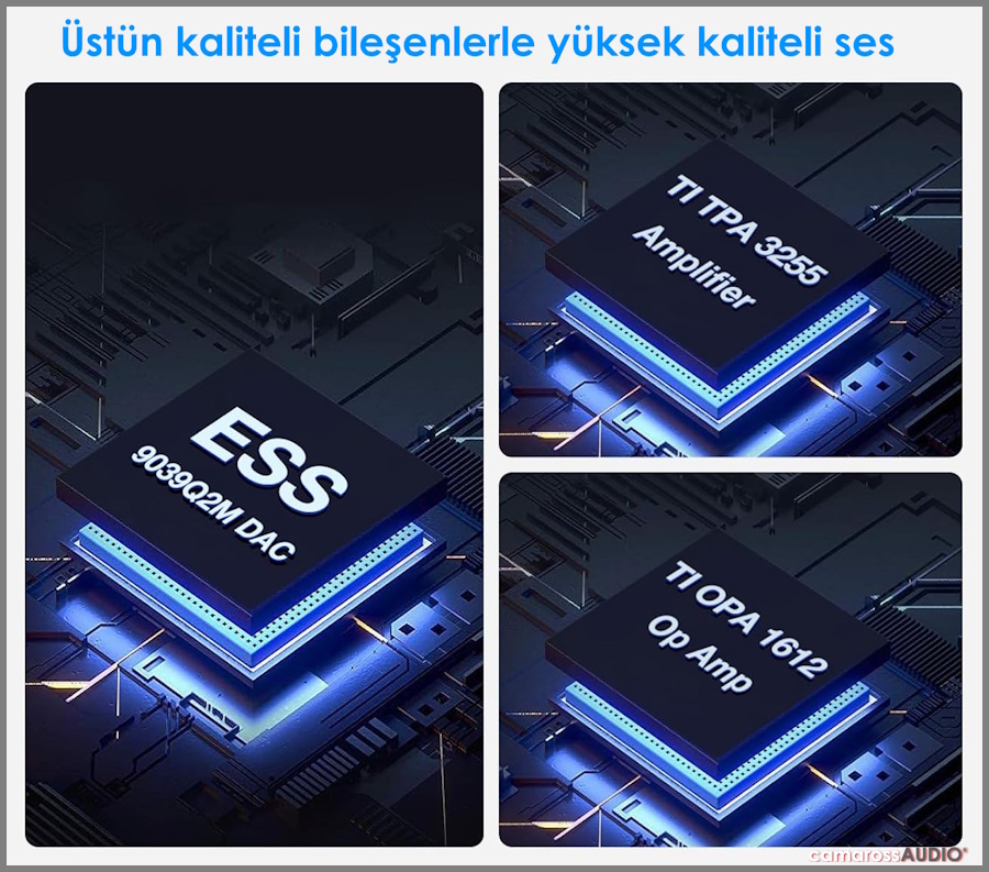 WiiM Vibelink Amplifikatör ESS DAC, TI TPA 3255 ve Op Amp bileşenleri