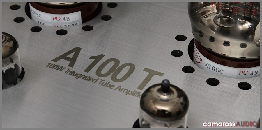 Synthesis A100T 100W entegre lambalı amfi lazer markalama detayı.