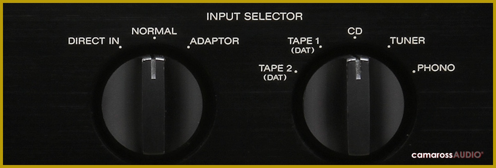 SONY TA-F550ES amplifikatör input seçici düğmesi detayı.