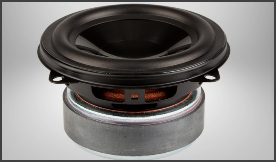 Paradigm Cinema 100 2.0 hoparlör woofer sürücü detayı