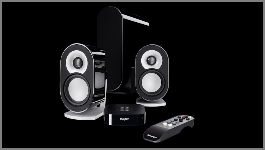 Paradigm Millenia CT-2 hoparlör sistemi, subwoofer ve kumanda görseli.