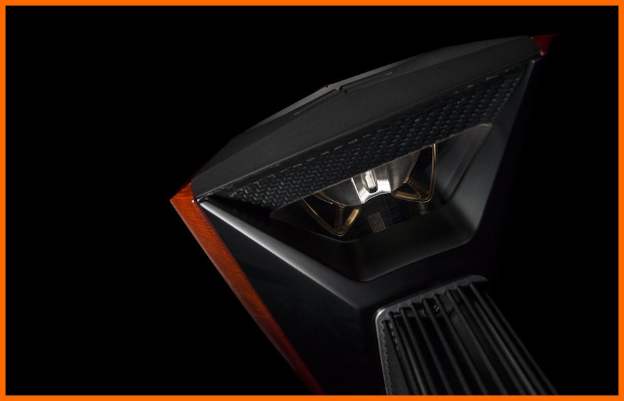 Sonus faber Ex3ma hoparlör tweeter detayı, karbon fiber kaplama.