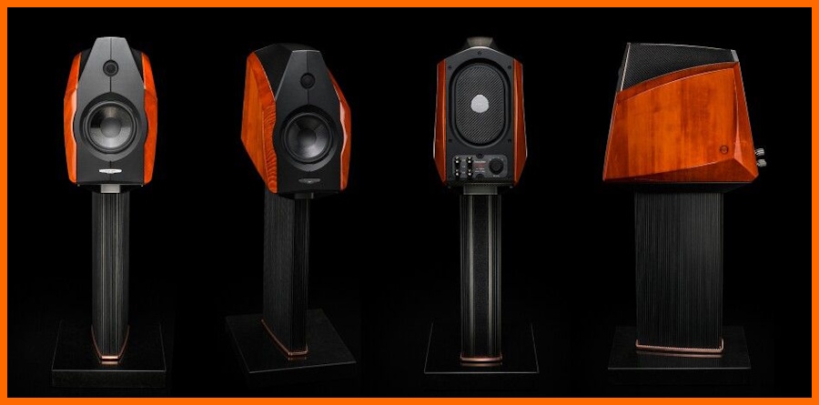 Sonus faber Ex3ma hoparlör farklı açılardan gösterimi, ahşap detaylı.