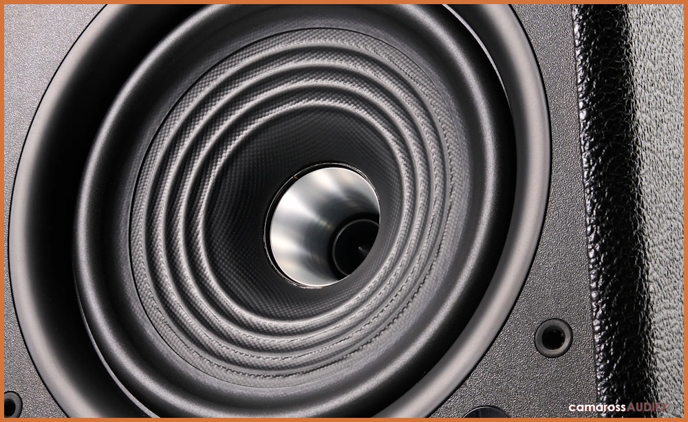 Vestlyd M6C Power Monitor sub woofer sürücü karbon fiber koni detayı.